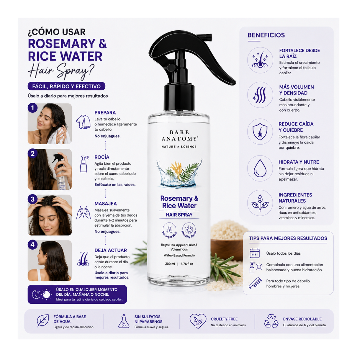 Bare Anatomy Rosemary & Rice Water Hair Spray