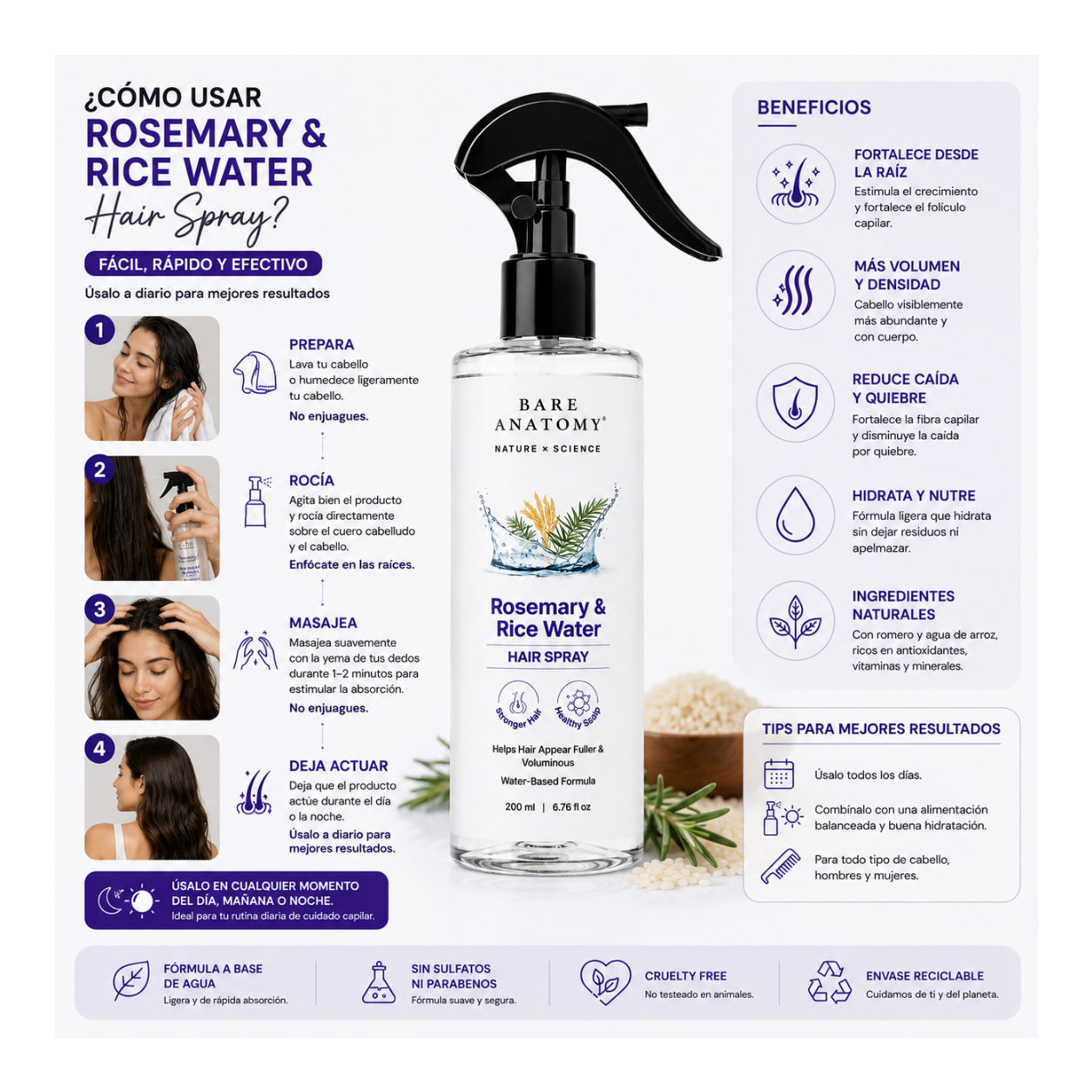 Bare Anatomy Rosemary & Rice Water Hair Spray