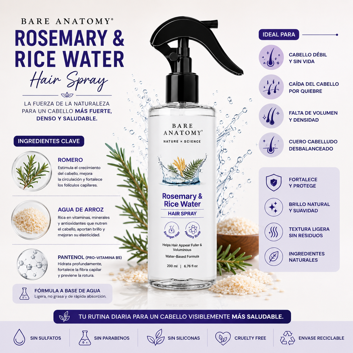 Bare Anatomy Rosemary & Rice Water Hair Spray