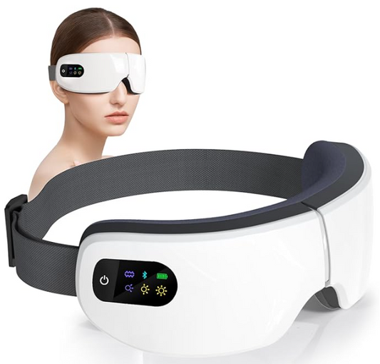 Masajeador de ojos con vibración inteligente 6D, compresa de aire, instrumento para el cuidado de los ojos, masaje ocular con música Bluetooth, máscara para dormir, relajación ocular y fatiga.